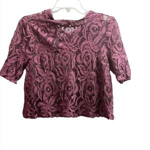 Lovely 153 Purple Lace Short Sleeve Crop Top